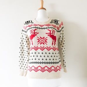 Vintage cream and red deer sweater